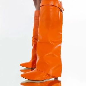 Orange Azalea Wang Stuck On You Wedge Boots- AKIRA